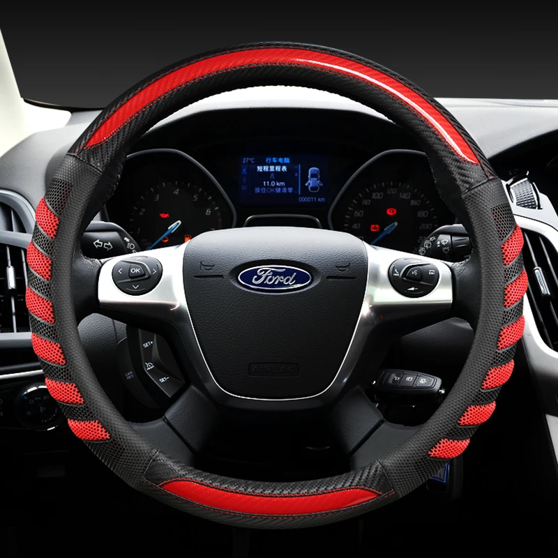

Carbon Fiber +Leather Car Steering Wheel Cover For Ford Focus 3 2012-2014 KUGA Escape 2013-2016 Auto Accessories