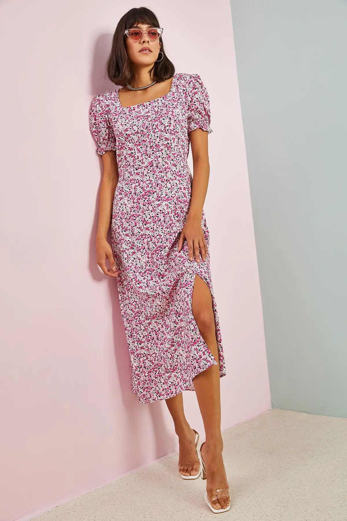 

Women zipper slit viscose dress clothing