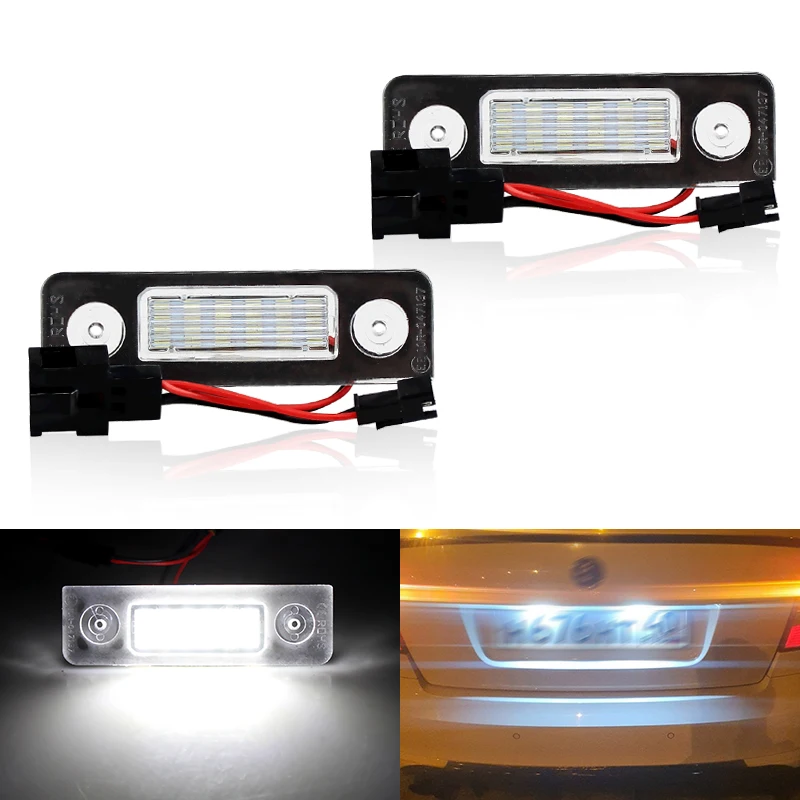 

2X White Canbus Error Free LED License Number Plate Light for Skoda Octavia MKII 1Z A5 09-13 Roomster 5J 06-10 Rear Tag Lamps