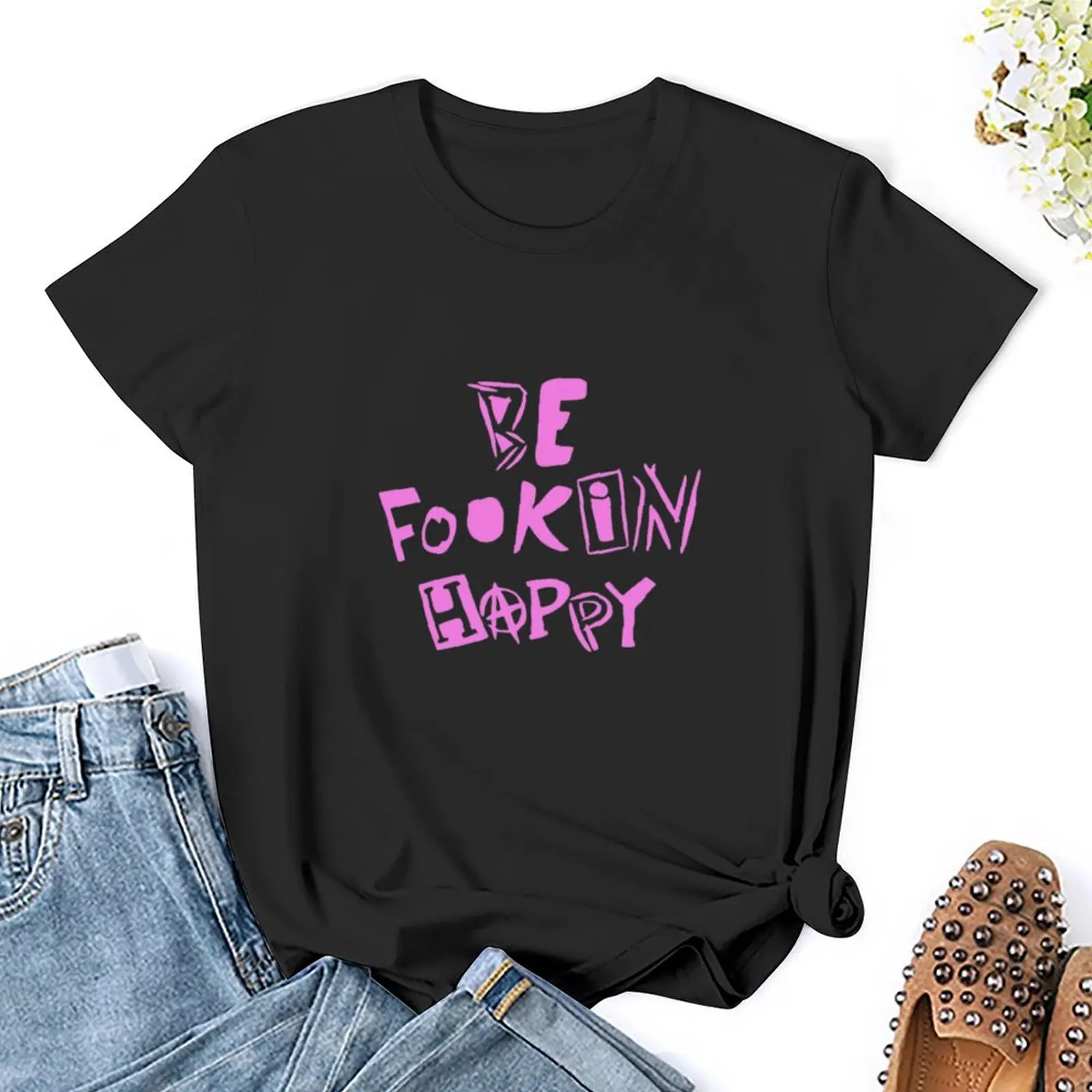 YungBlud Be Fookin счастливая футболка графика Эстетическая одежда летние блузки для