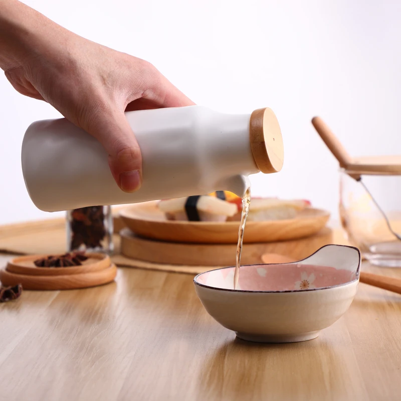 

400ml Ceramics Dispenser Olive Oil/Soy Sauce/Vinegar Cruet Bottle Liquid Condiment Dispenser for Kitchen Cooking