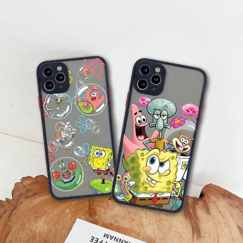 Купи Cartoon Best Friends SpongeBob SquarePants Phone Case For iphone 14 Plus 13 12 11 Pro Max Mini XS X XR Matte Transparent Cover за 138 рублей в магазине AliExpress