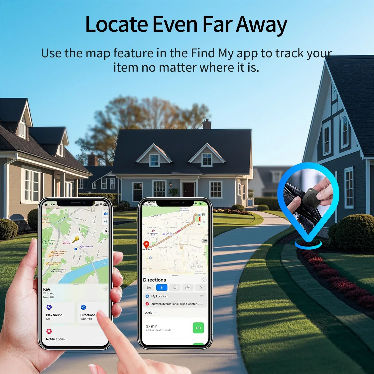 Фото Bluetooth-трекер для животных и предметов, совместимый с Apple Find My Global Network, умный AirTag для системы iOS, устройство для поиска ключей и автомобилей. №4