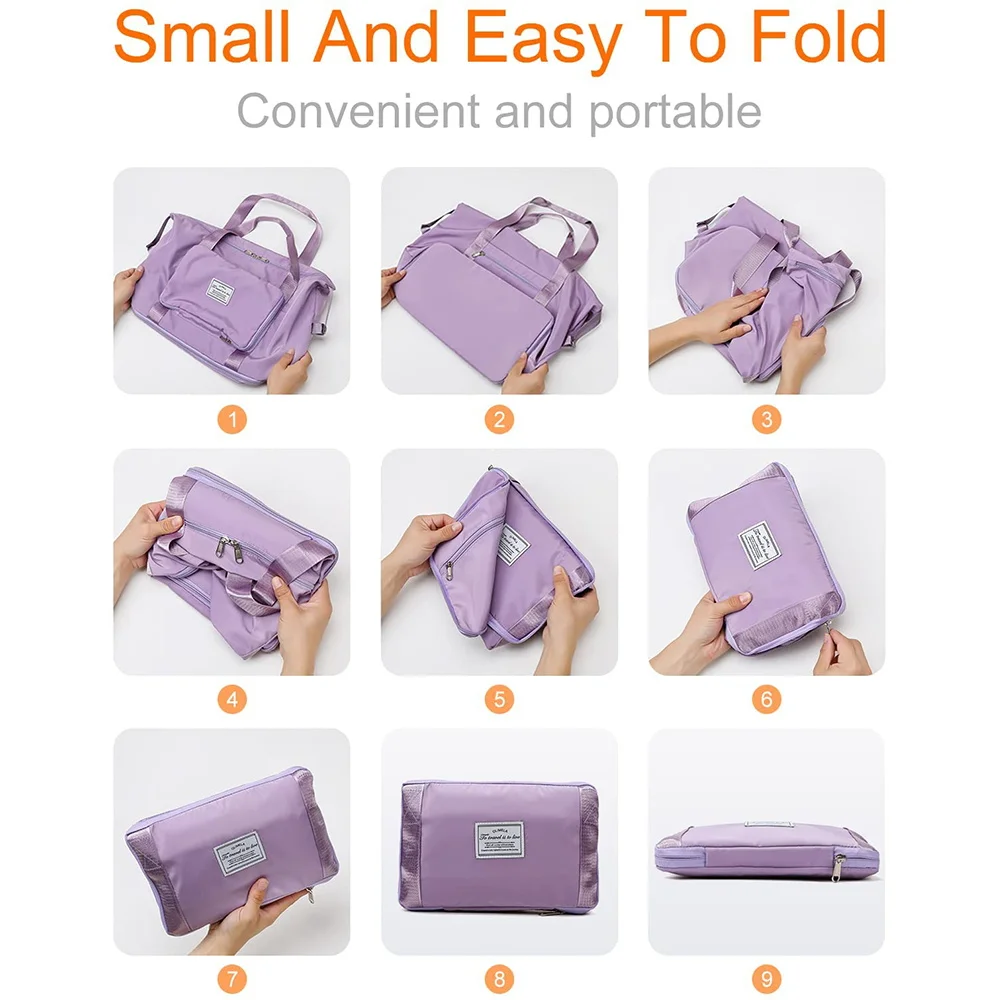 Large Capacity Shoulder Travel Bag Luggage Organizer Tote Foldable Duffle Handbags Women Outdoor Gym Yoga Camping Daily Storage