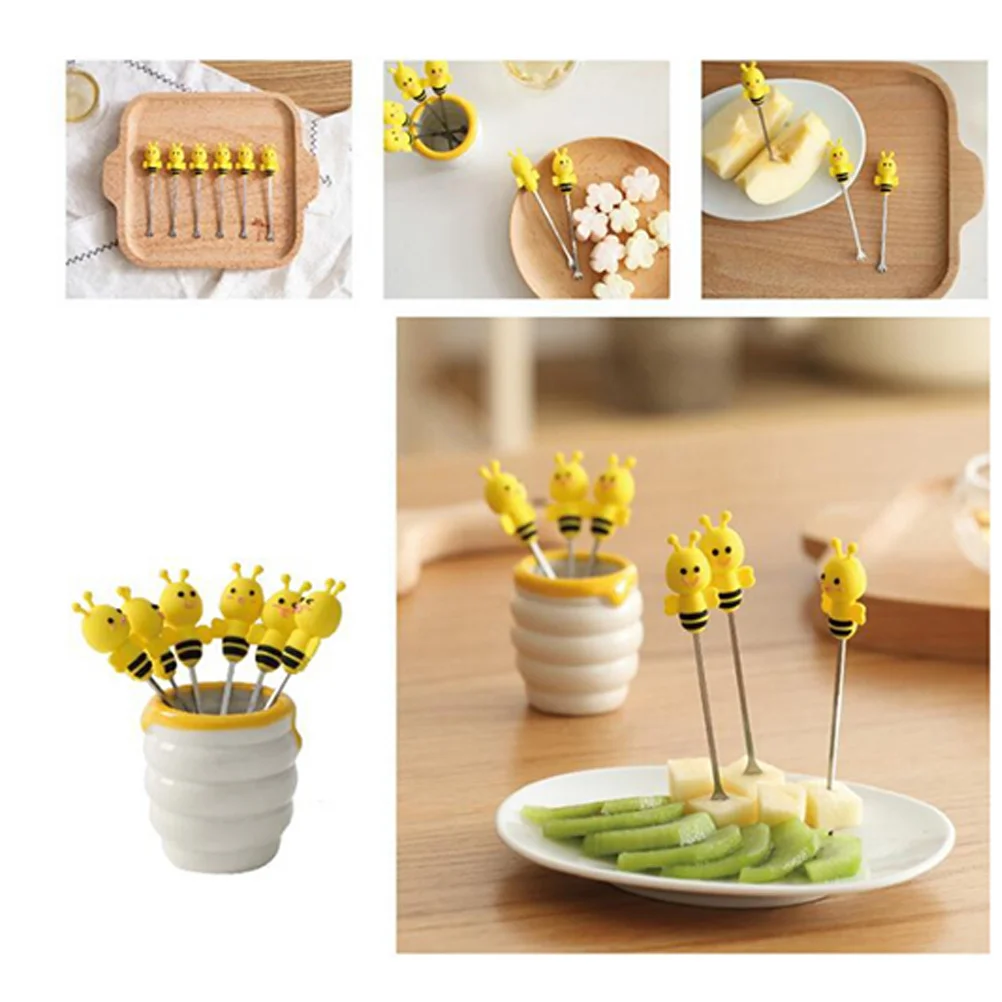 

Forks Fork Dessertpick Steel Mini Flatware Appetizer Stainless Salsa Cake Bread Fruit Cartoon Children Tasting Small Cocktail