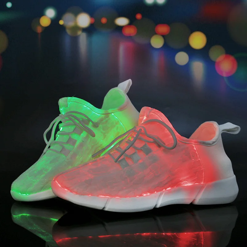 2023 New Summer Led Fiber Optic Women's Shoes Men's and Women's USB Charging Luminous Sneakers Men's Bright Shoes Size 26-46