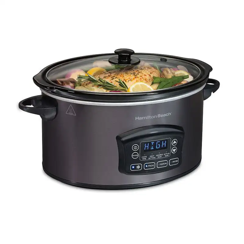 

Programmable Defrost Slow Cooker, Temperature Probe, 6 Quart Capacity, 33768