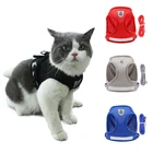 Светоотражающая шлейка и поводок для кошек, нейлоновая сетчатая жилетка для котят и щенков, предметы одежды для маленьких собак, французского бульдога
