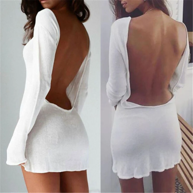 

Sexy Solid White Beach Cover Up Sarong Summer Bikini Cover-ups Oareo Mesh Backless Mini Dress Ropa Mujer Vestido Women Clothing