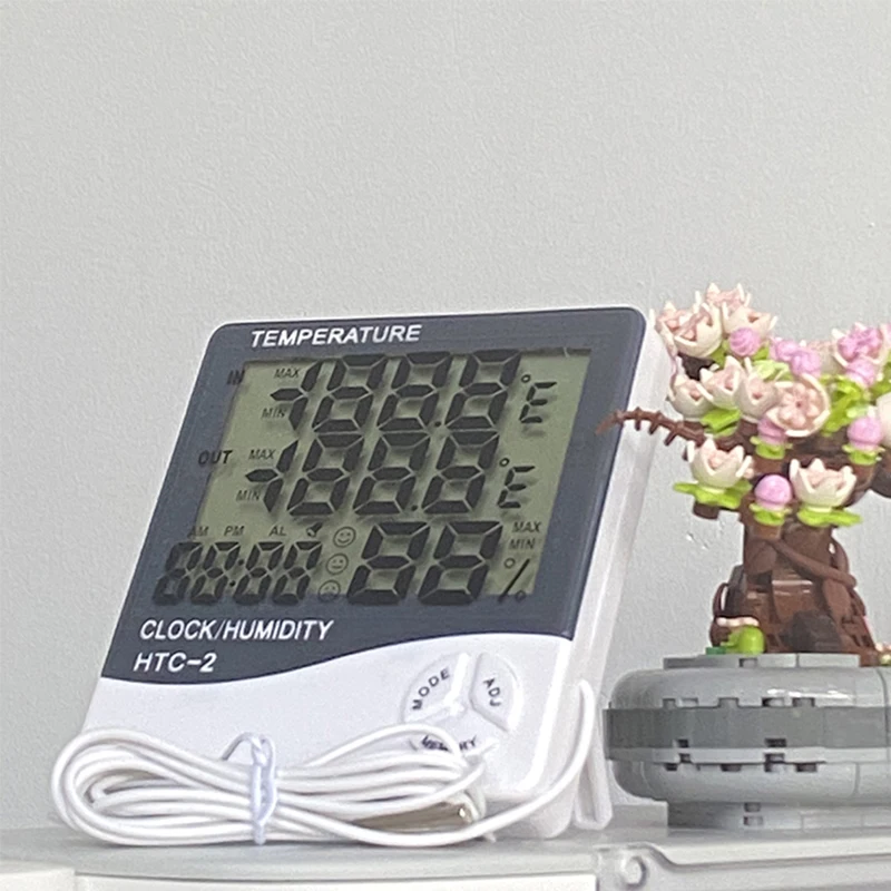 measureget lcd electronic digital temperature humidity meter indoor outdoor thermometer hygrometer weather station clock htc 2 free global shipping