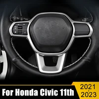 for honda civic 11th gen 2021 2022 2023 abs carbon fiber car steering wheel button panel cover frame trim stickers accessories