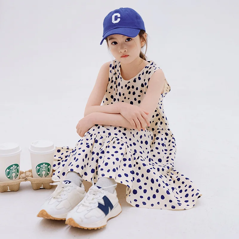 

Big Girl Beautiful Dress 2022 New Summer Dresses Kids Cute Casual Dress Patchwork Teenage Sundress Dot Clothing