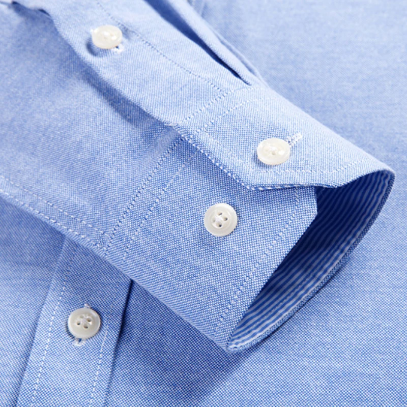 New Oxford Men's Shirt Spring and Autumn Business Casual Long Sleeve Solid Color Slim Fit Plaid Striped Breathable Shirt