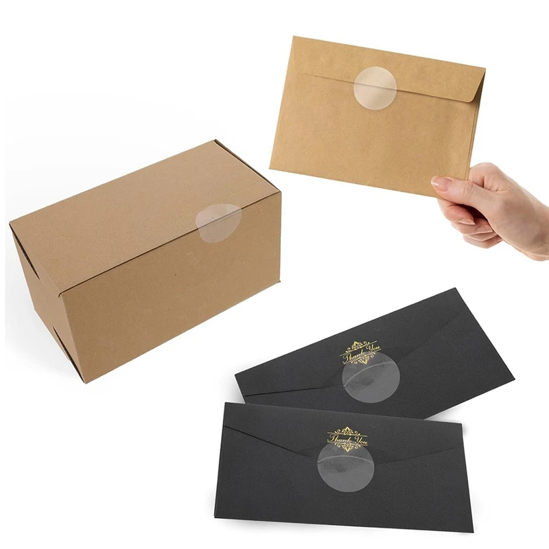 BEAU-500 шт. 2-дюймовые круглые прозрачные наклейки с печатью на конверте вафельные