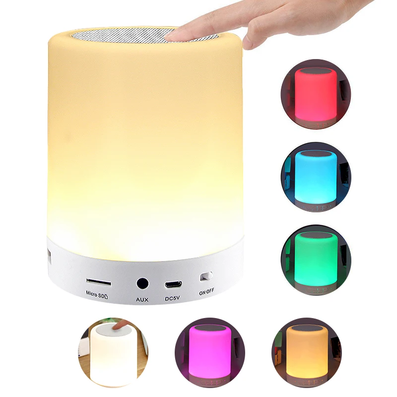 

Portable Smart Wireless Bluetooth Speaker Player Touch Pat Light Colorful Led Night Light Bedside Table Lamp for Better Sleeps