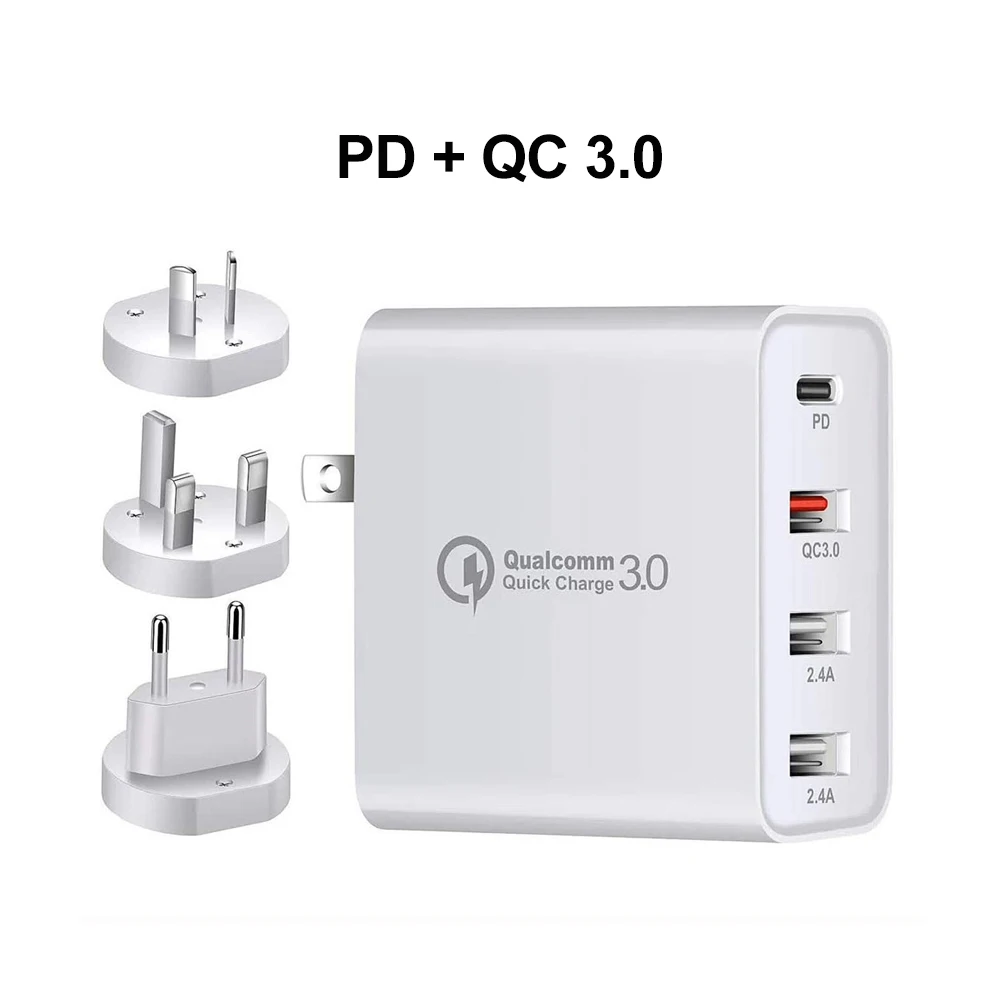 

48W Multi Charger PD Fast Charging For iPhone Samsung USB Charger 4 Multiple Ports 18W QC3.0 Quick Charge USB Power Adapter