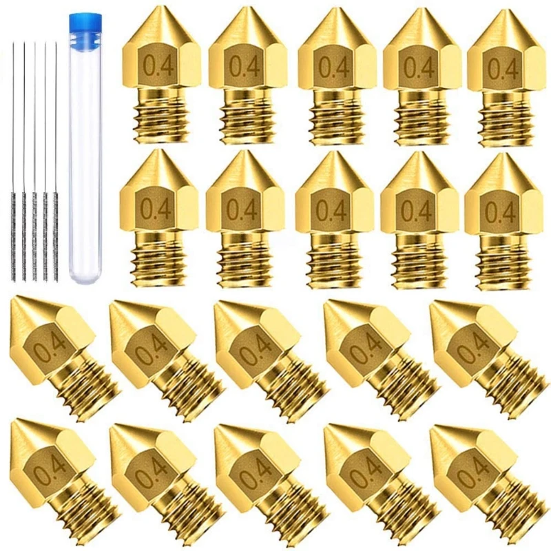 

MK8 Brass Nozzles Needles Cleaning Kit Extruder 0.4mm Hotend Nozzles for 1.75mm 3D Printers CR-10 Ender 3 5, 25Pcs Set
