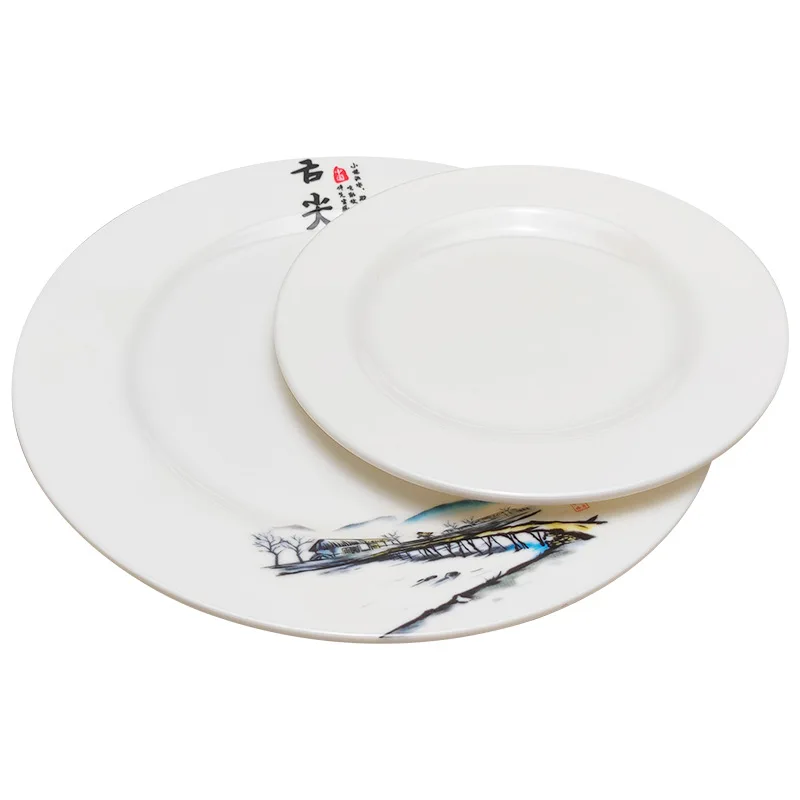 

Настраиваемая креативная японская имитация фарфора, диск для еды в западном стиле, меламиновая обеденная тарелка, Стандартная Белая тарелк...