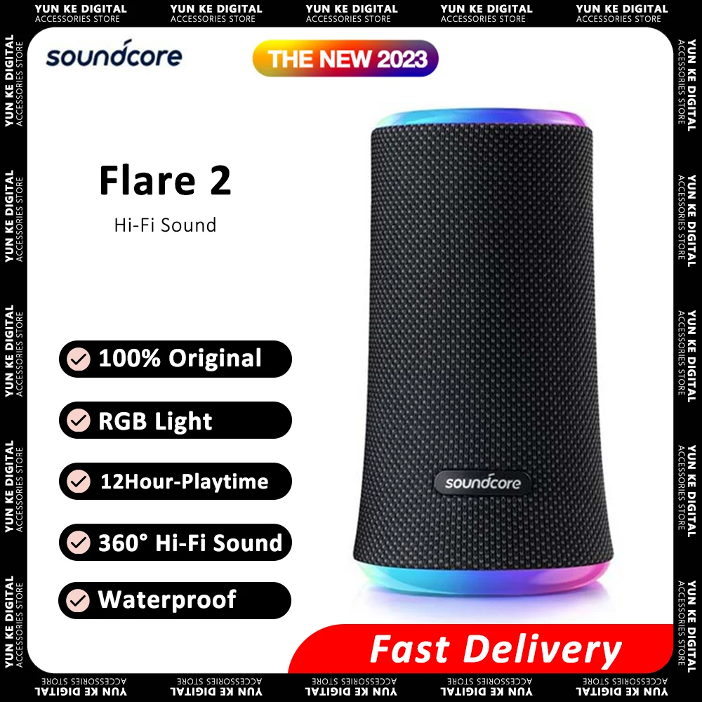 

Soundcore Flare 2 Bluetooth Wireless Speaker StereoSound Bar IPX7 Waterproof EQ Adjustment Subwoofer Speakers For Home Outdoor