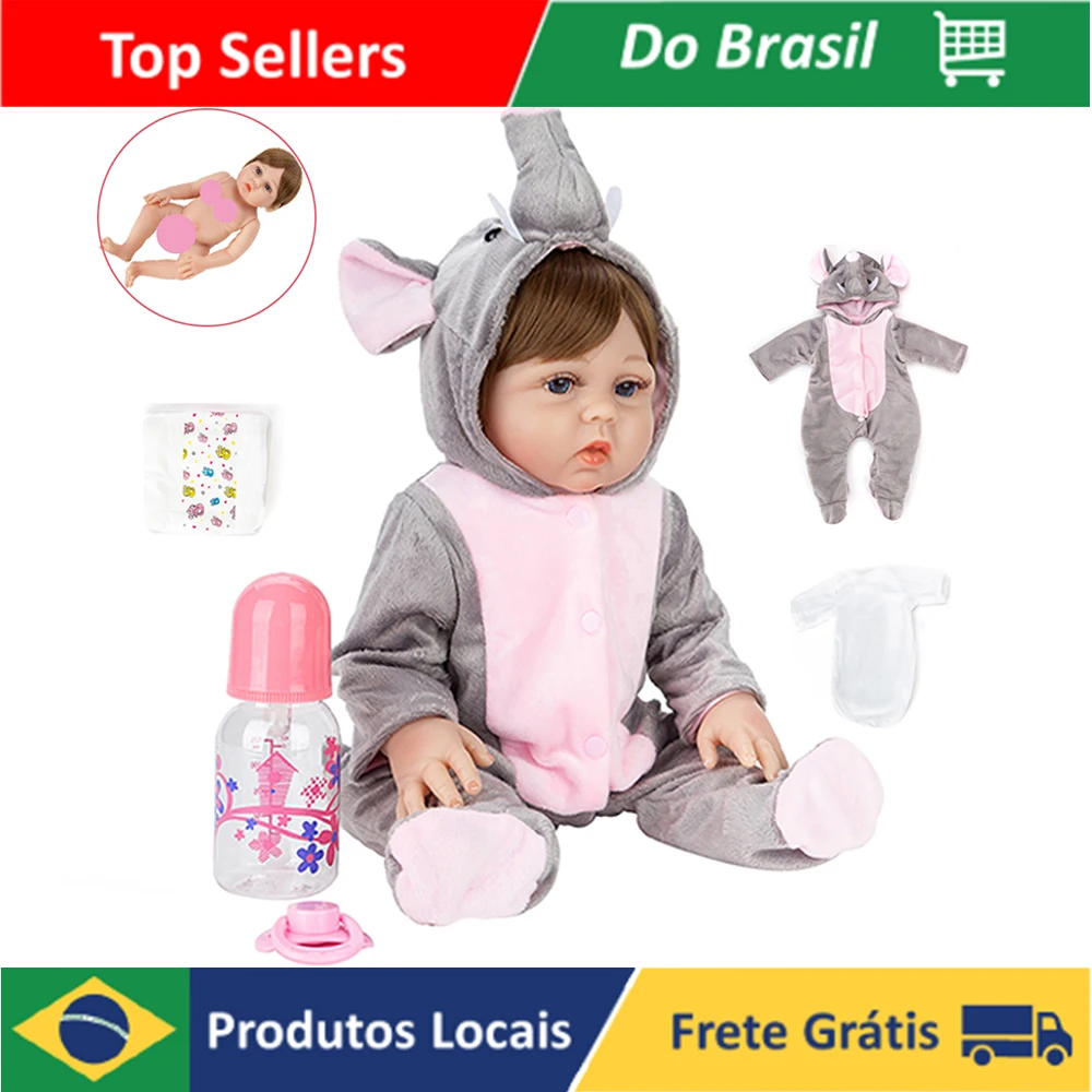 

Boneca Bebe Reborn Menina 48cm Olhos Azuis Corpo De Silicone Pode Tomar Banho