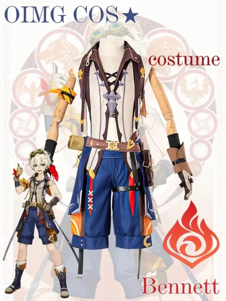 Костюм для косплея Genshin Impact benнет Униформа парик аниме Хэллоуин