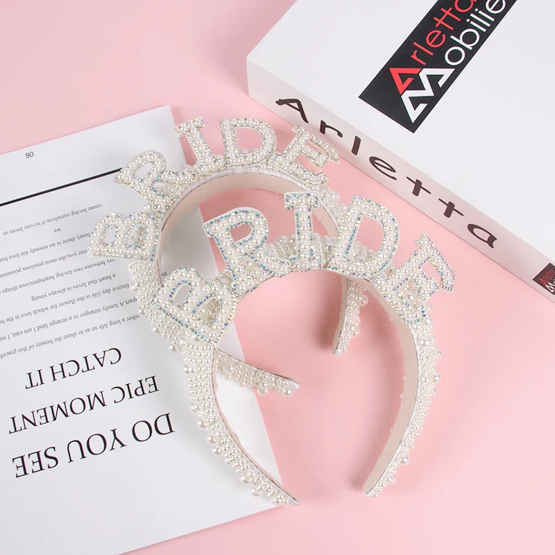 

1pcs Bride To Be Crown Headband Wedding Bridal Shower Decoration Hairbands Photo Props Bachelorette Hen Party Decor Supplies
