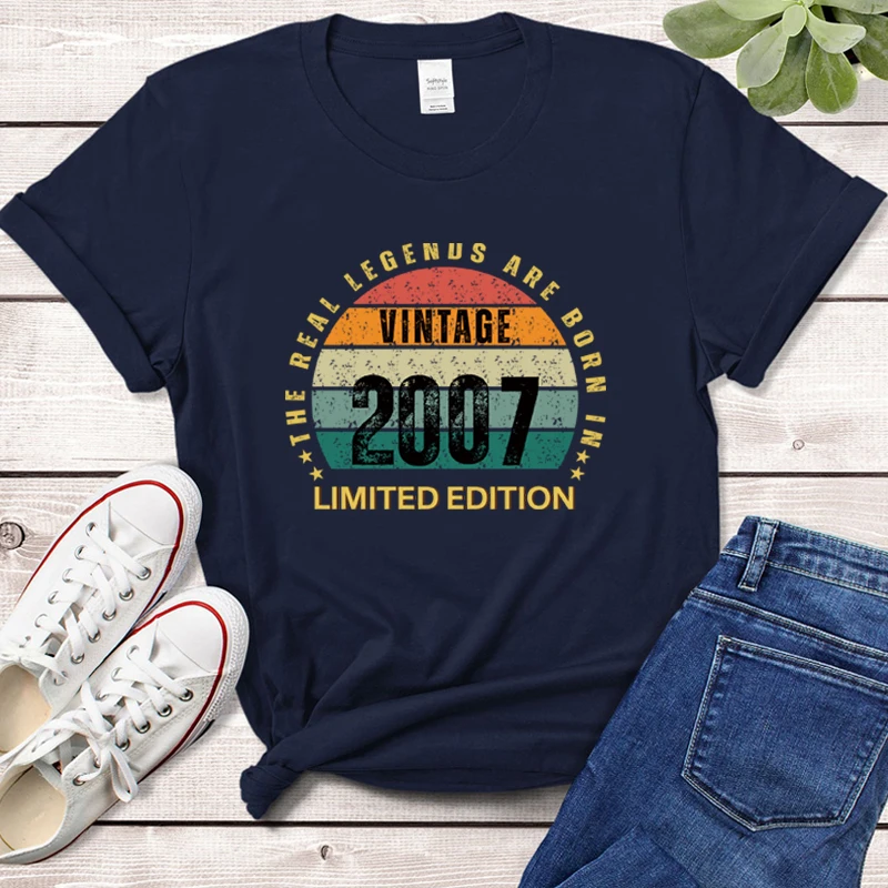 Женские футболки с ограниченным тиражом The Real Legends Are Born in 2007 года хлопковая