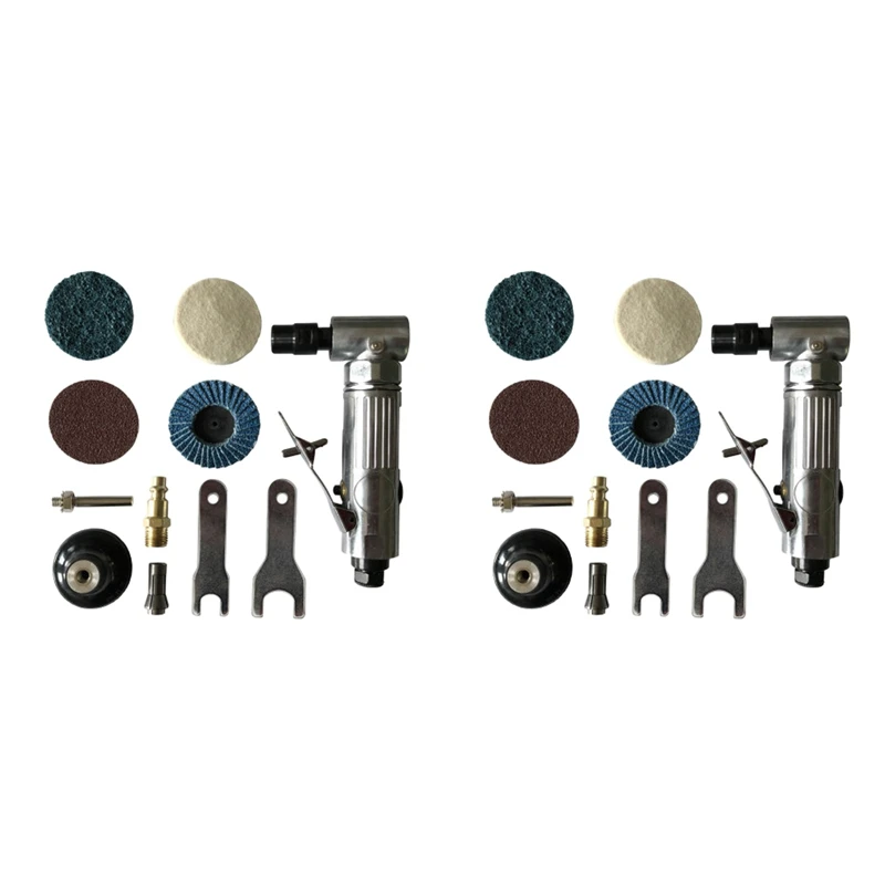 2X 1/4 Inch Air Angle Die Grinder 90 Degree Pneumatic Grinding Machine Cut Off Polisher Mill Engraving Tools Set