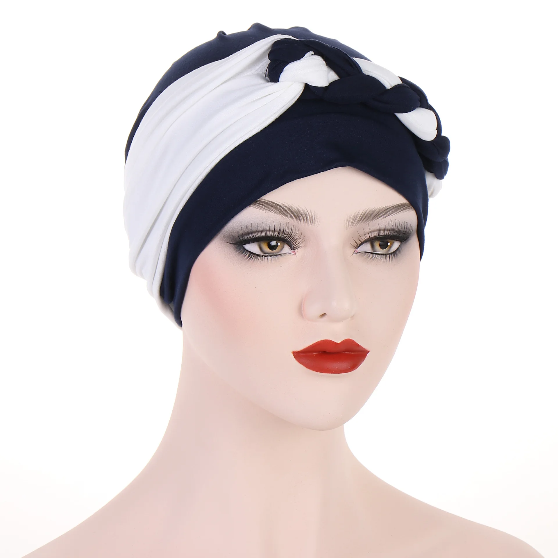 Muslim Women Hijab Solid Color Braid Turban for Islamic Ramadan Women Clothing Inner Hijabs for Female Party Elegant Caps