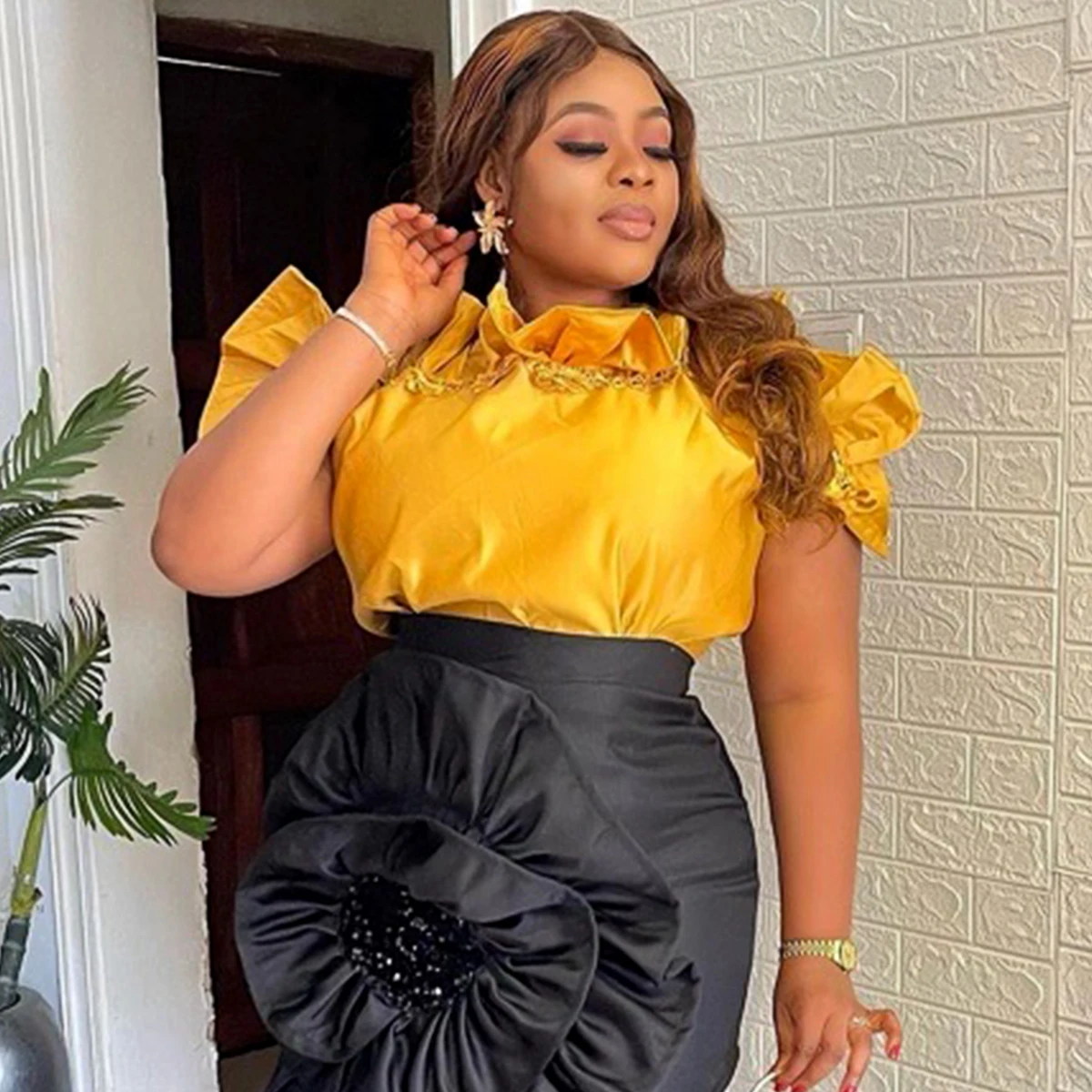 Элегантная женская блузка с оборками топы роскошная блестящая летняя шикарная