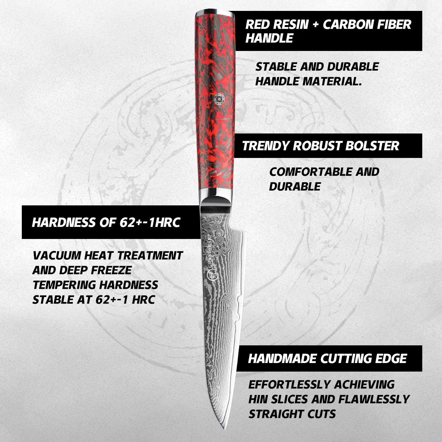 Grandsharp 3 8-дюймовый нож для очистки овощей 67-слойное лезвие из дамасской стали