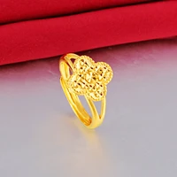 opening adjustable fashion accessories korean style simple geometric womens wedding gift sand gold lucky four leaf clover ring