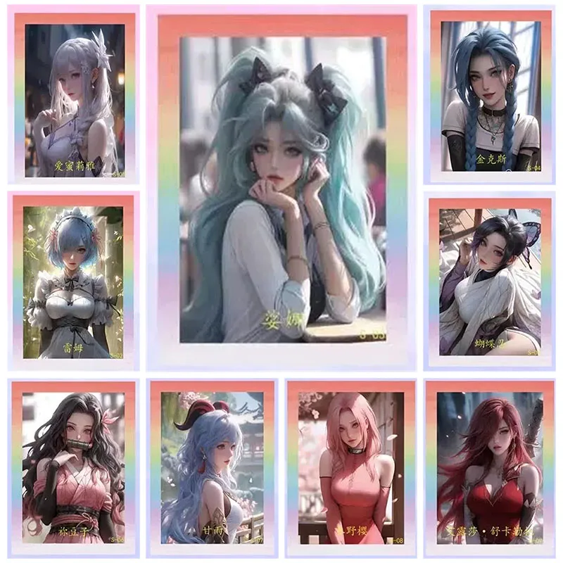 

Anime Goddess Story Rare S Refractive Flashcards Emilia Rem Sona Jinx Ganyu Toys for boys Collectible Cards Birthday Gifts