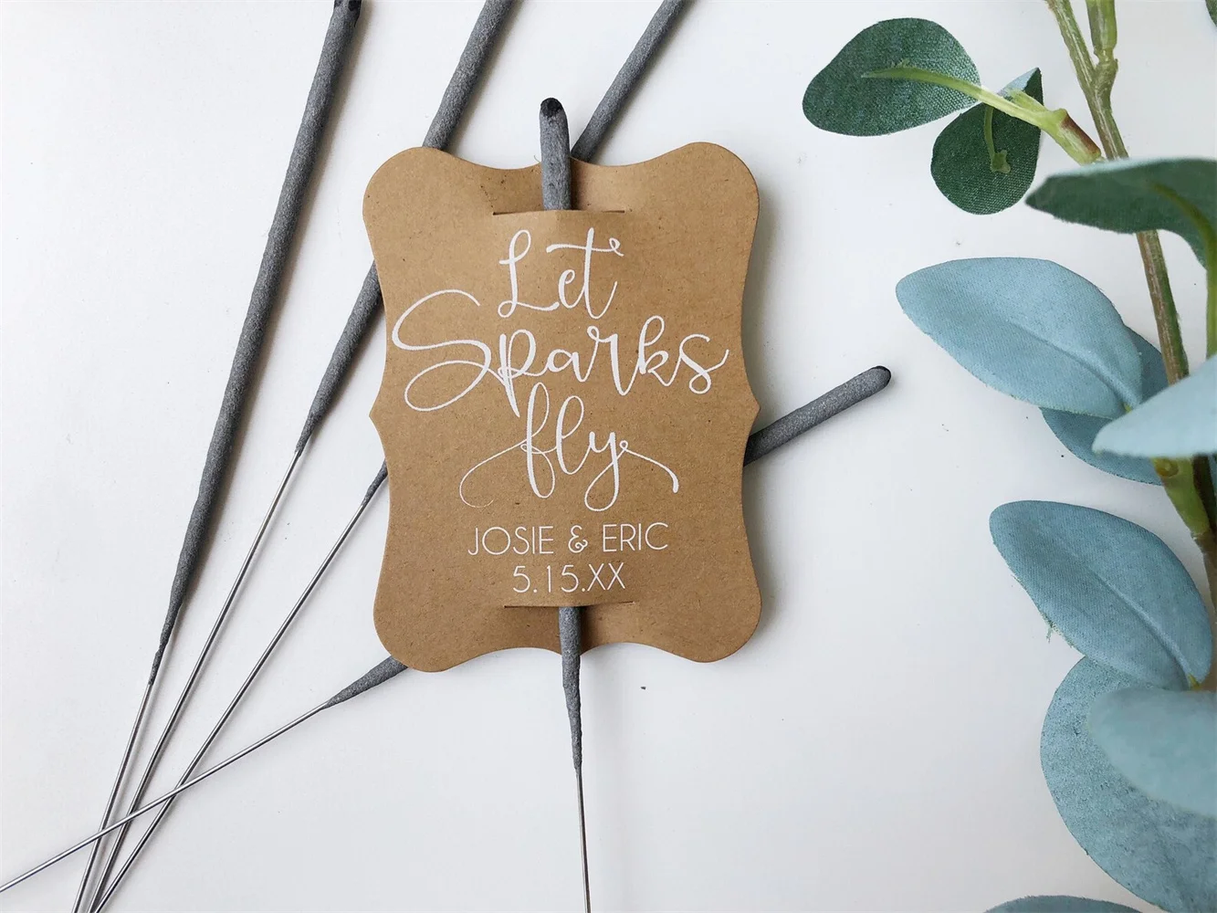 

50 Let Sparks Fly Sparkler tags, Perfect for your wedding reception sparkler send off, personalized with your names and date,