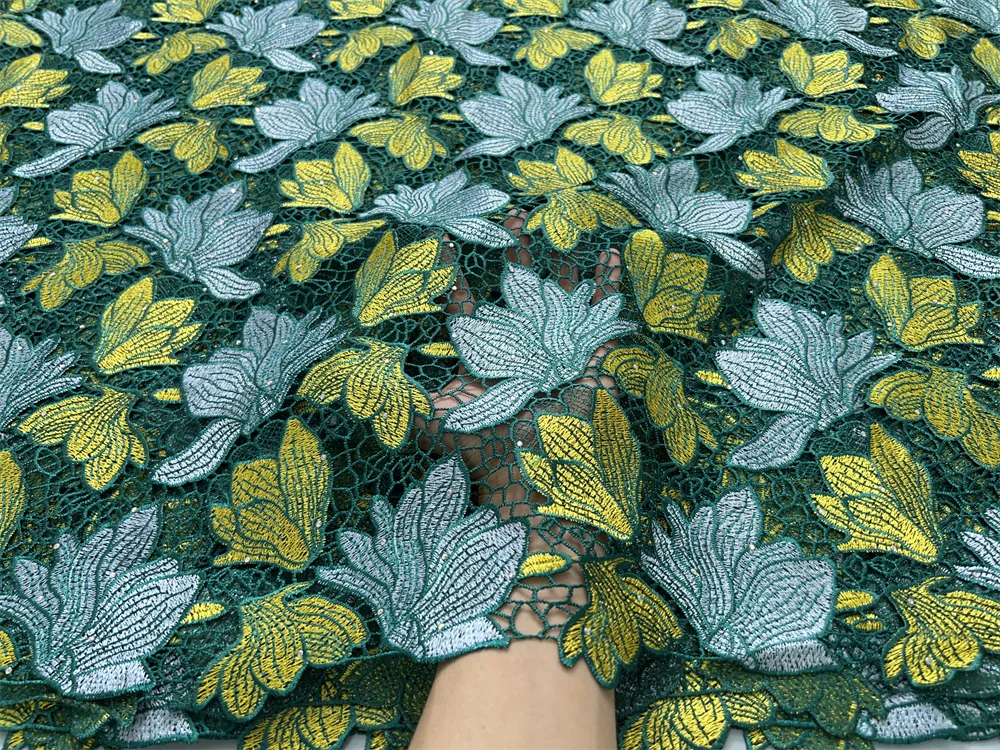 Кружевная Ткань Gypsey С Синей Нитью Высокое Качество 5 Ярдов Африканское Кружево