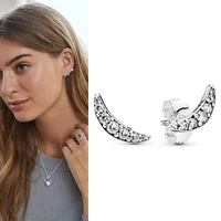 original 925 %d1%81%d0%b5%d1%80%d1%8c%d0%b3%d0%b8 silver pan earrings fashionable and shiny moon pan earrings for women wedding gift fashion jewelry