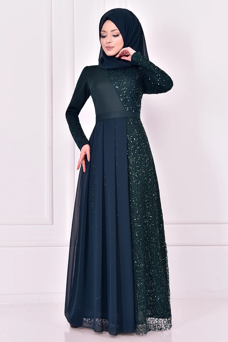 Шифоновые вечерние платья, изумрудная Абая, Дубай, Турция, мусульманский хиджаб, платье, женская одежда, мусульманское женское платье ASM22650