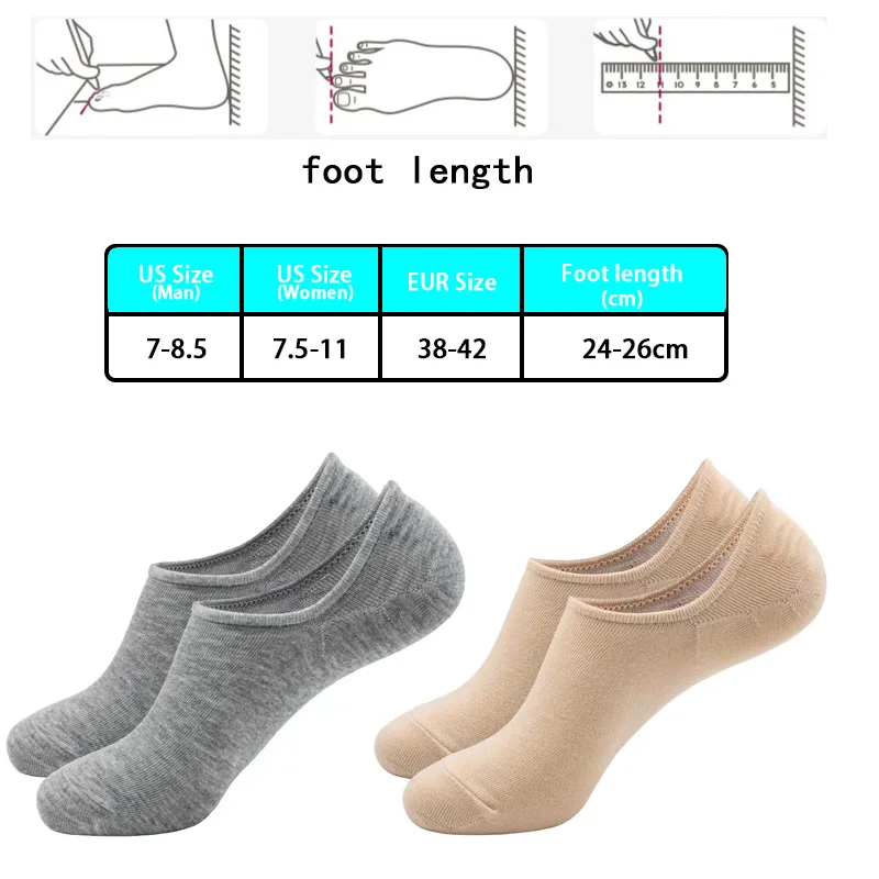 2Pairs Men's Invisible Socks Silicone No-Slip High Quality Ankle Socks Breathable No Show Low Sock Casual Thin Boat Sock for Men