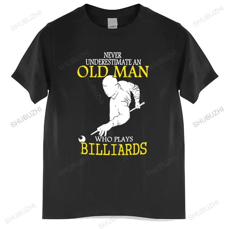 

Men o-neck tshirt brand t-shirt black new Men's Short Cotton Crew Neck Never Underestimate An Old Man Who Plays Billiards Shirts