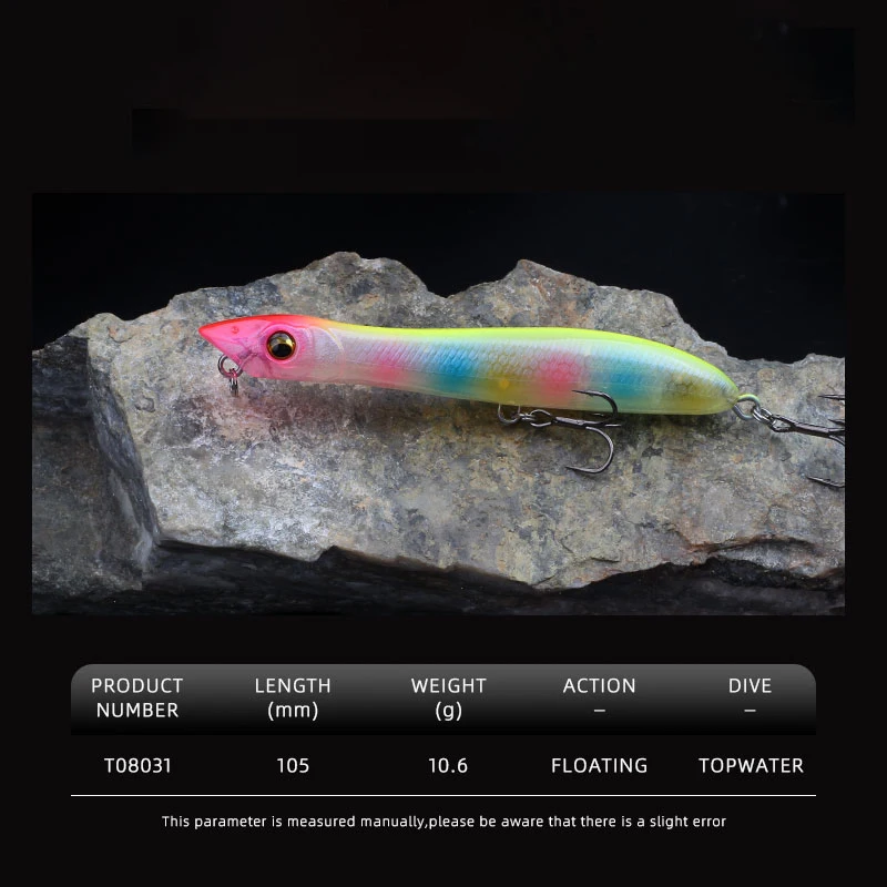 Фото LETOYO Рыболовная приманка Pencil Lure 105 мм 10,6 г, поверхностный поппер для ловли на деликатную проводку, плавающая искусственная приманка-карандаш №2