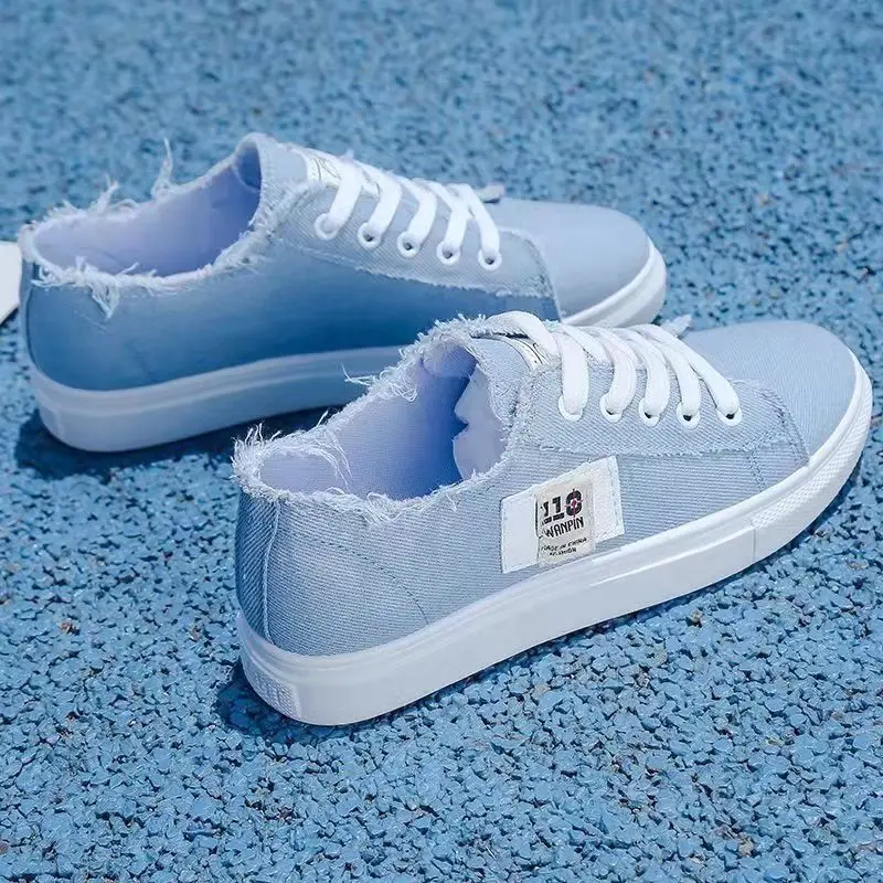 

2022 Summer Women Canvas Casual Shoes Flat Sneakers Spring and Autumn Low Upper Lace Up White Student/women's Sports Shoes