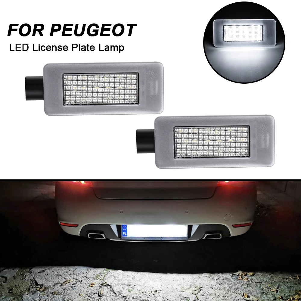 

2PCS LED License Plate Light For Peugeot 207 CC 208 308 II 2008 3008 High Brightness Number Plate Lamp For Citroen C5 C4 Picasso