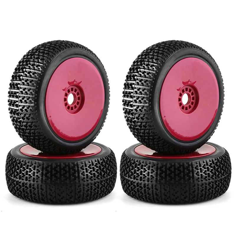 

116mm 1/8 Scale RC Buggy Tires 17mm Hex RC Wheels and Tires for ARRMA Typhon Redcat Team Losi Kyosho VRX HSP,Dark Red