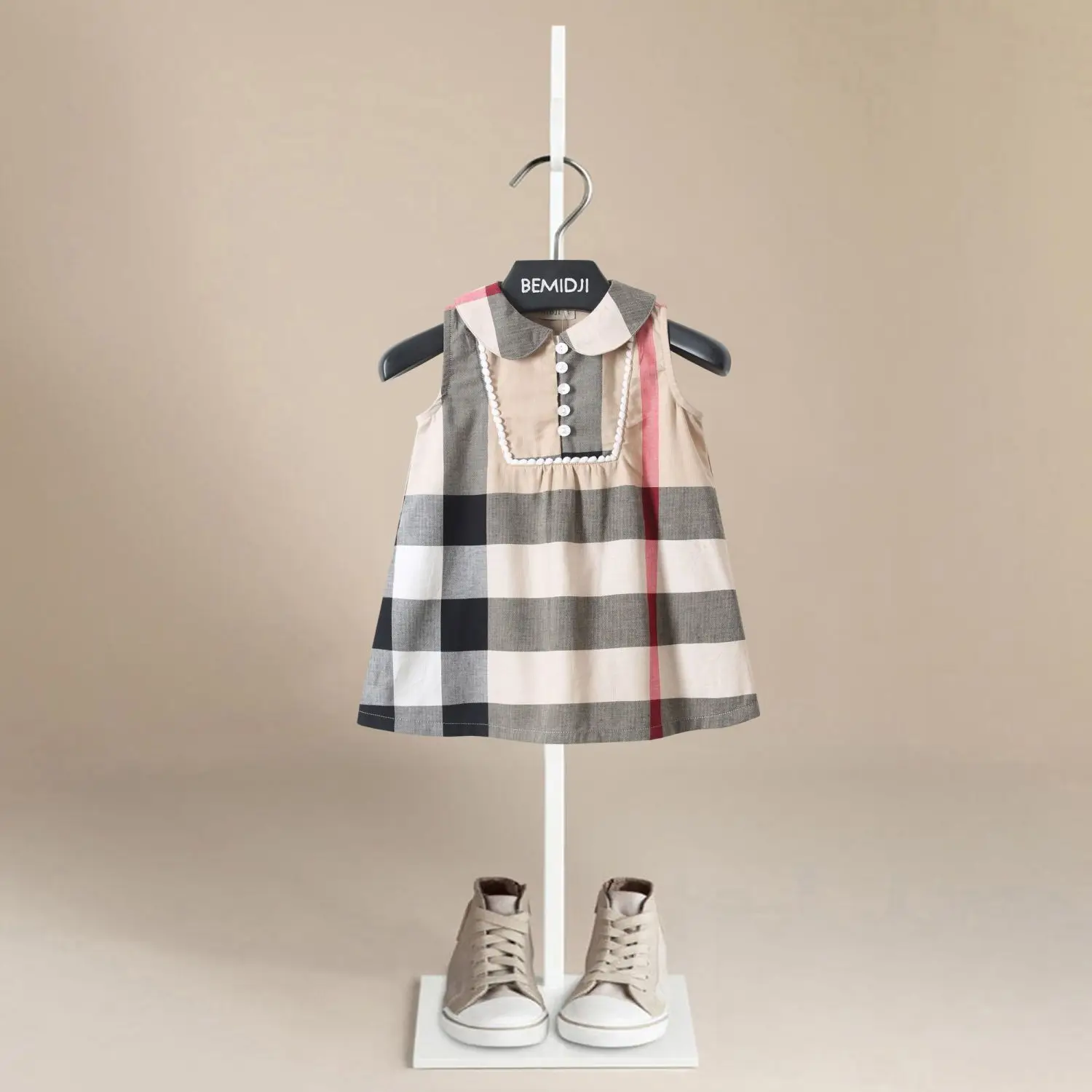 Новинка лета 2024 детское клетчатое платье милая детская юбка принцессы без