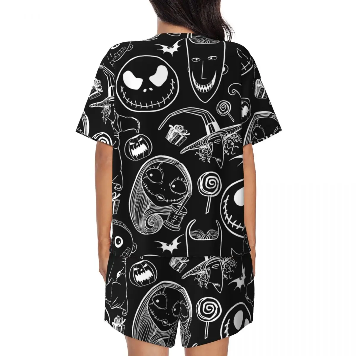 Женский пижамный комплект с принтом Кошмар перед Рождеством Хэллоуин Череп 2