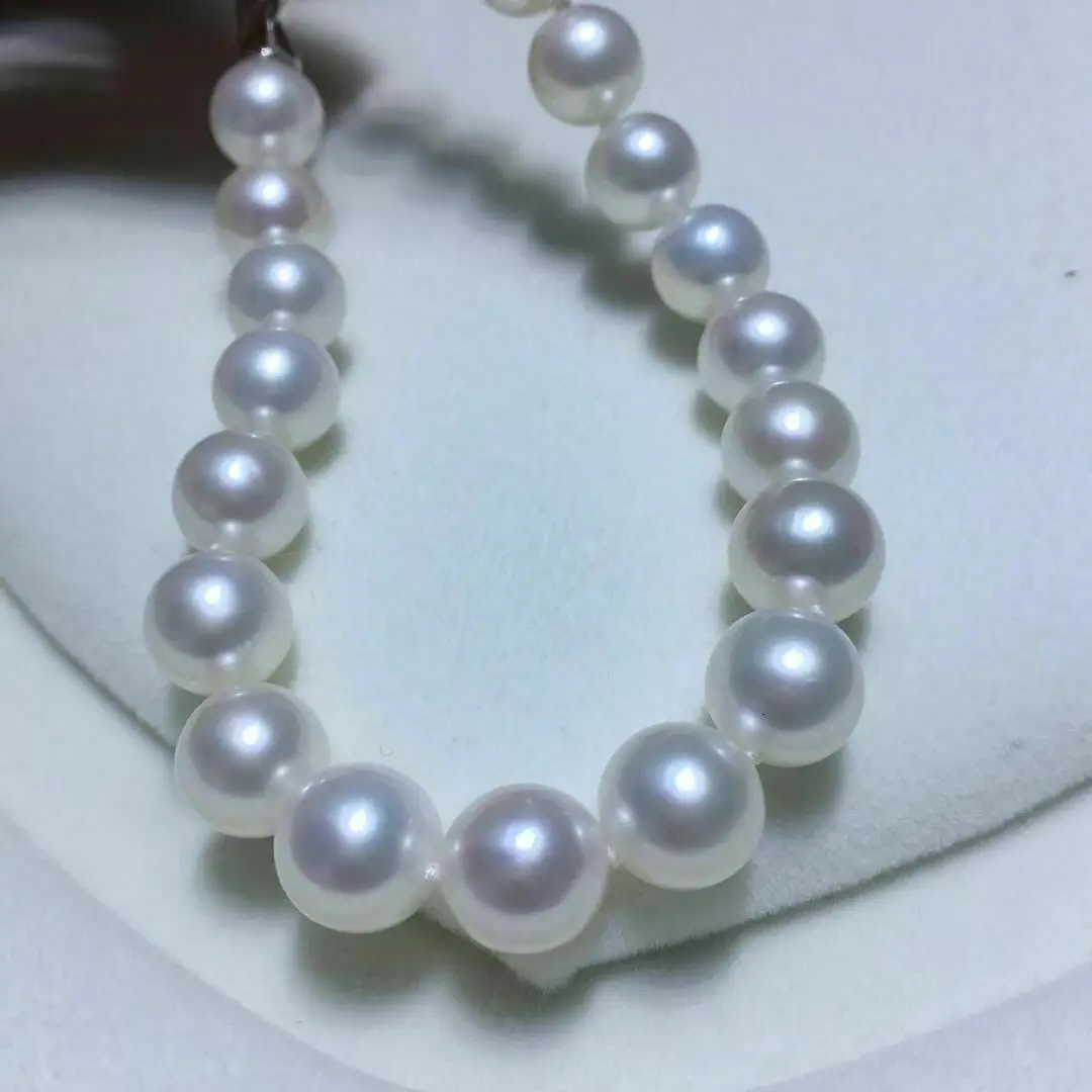 gorgeous set of 10-11mm south sea round white pearl necklace 18inch &bracelet 7.5-8