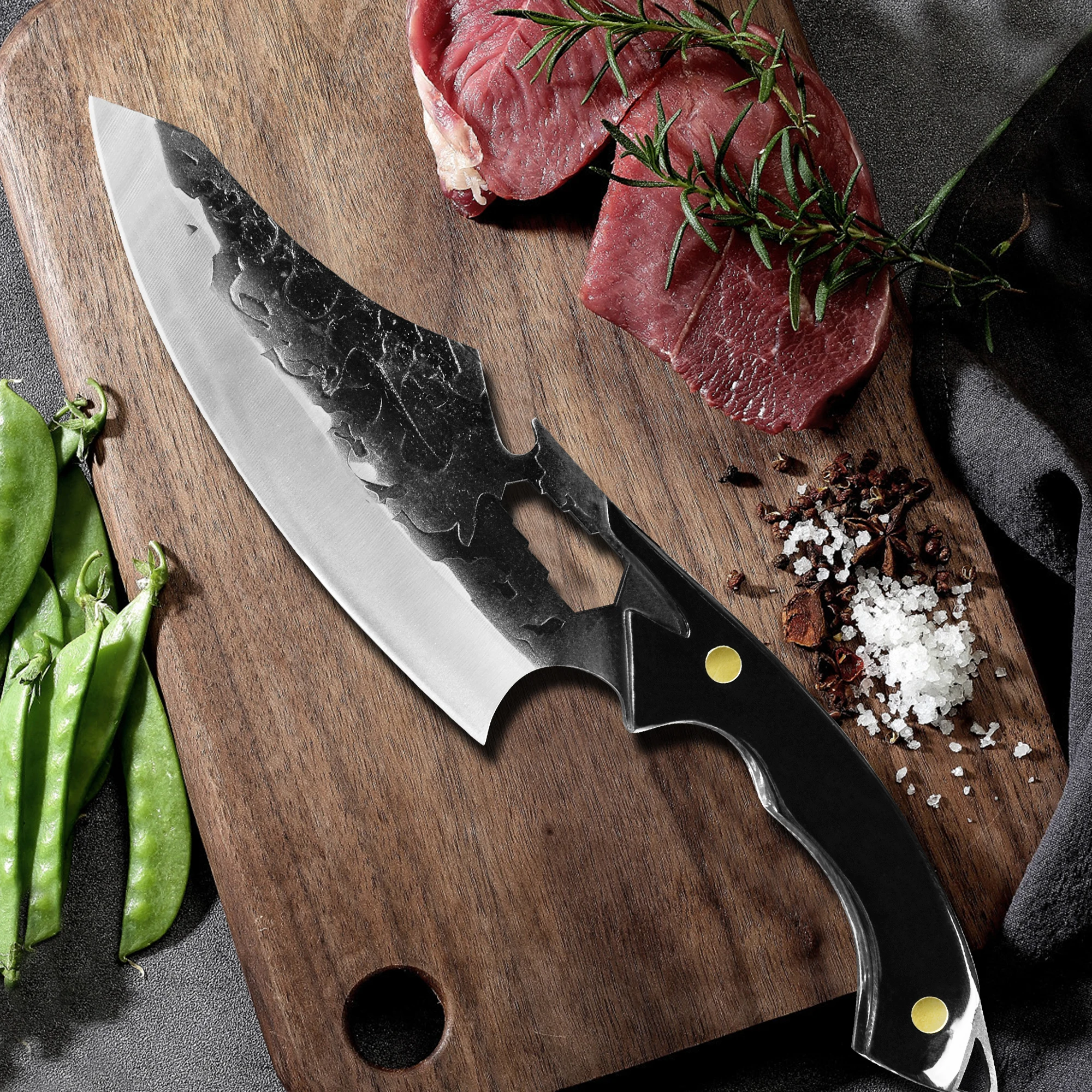 

Full Tang Forged Chef Knife Kitchen Stainless Steel Knives 6.5 Inch Meat Cleaver Slicing Filleting Boning Knife Fish Salmon Tool