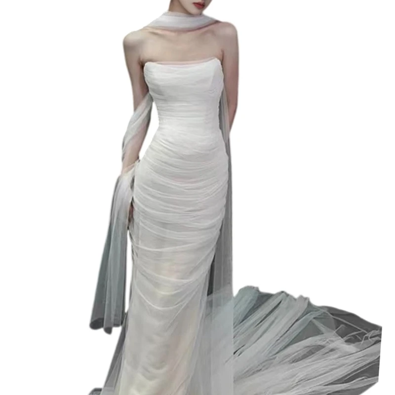 SZL Длинный свадебный шарф шаль для невесты белый пляжное свадебное платье