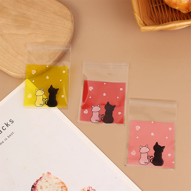 100 шт. мини-мешки для печенья с героями мультфильмов самоклеящиеся пакеты выпечки