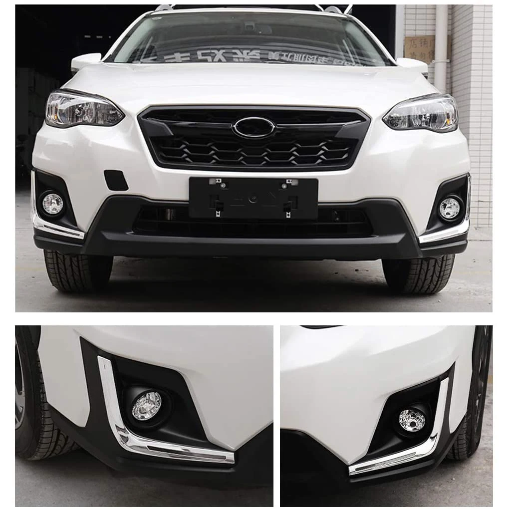 for Subaru Crosstrek XV 2018 2019 ABS Chrome Car Front Fog Light Eyelid Strips Lamp Eyebrow Cover Trim Accessories